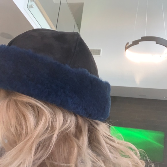 Sheep skin and suede hat - NEW - Picture 5 of 6
